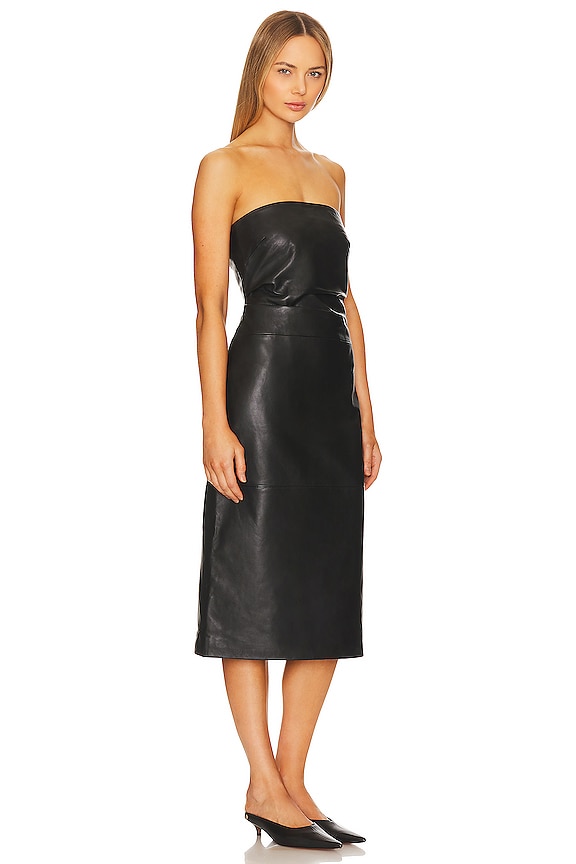 view 2 of 3 Leather Midi Dress in Black