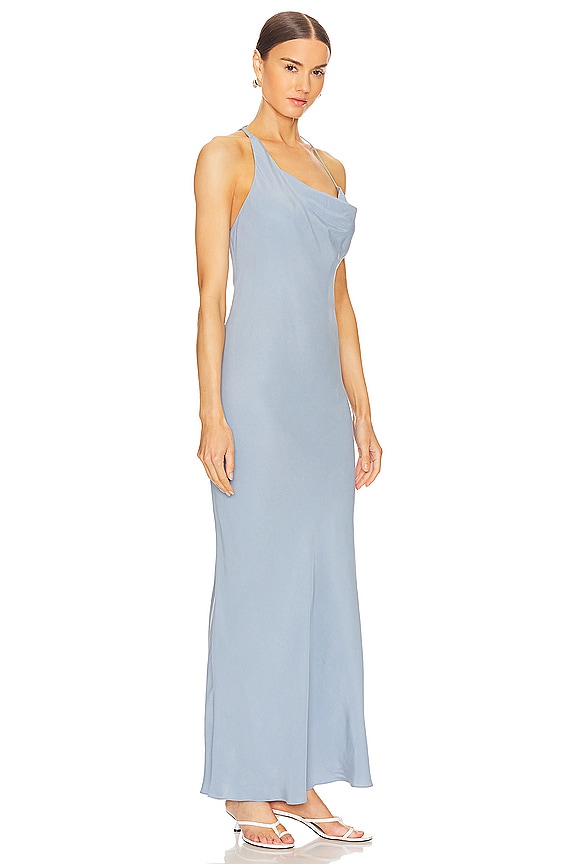 view 2 of 3 Asymmetrical Drape Maxi Dress in Stone Blue