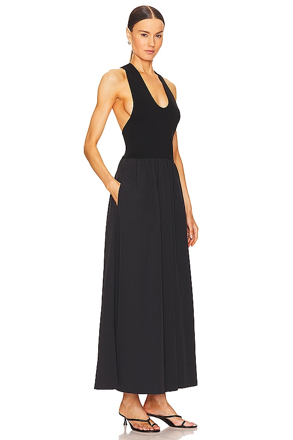 view 2 of 3 PLUNGE NECK 미디 원피스 in Black