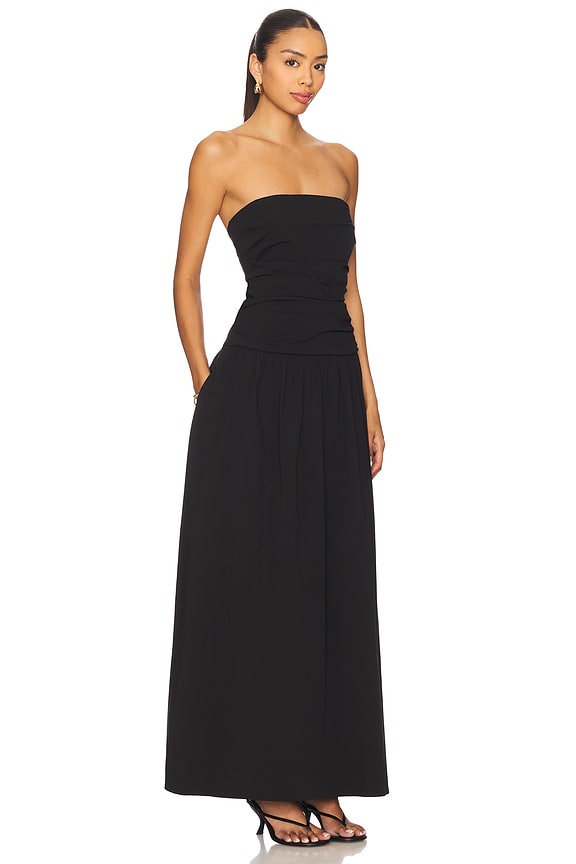 view 2 of 3 Gathered Strapless Tie Back Dress in Black