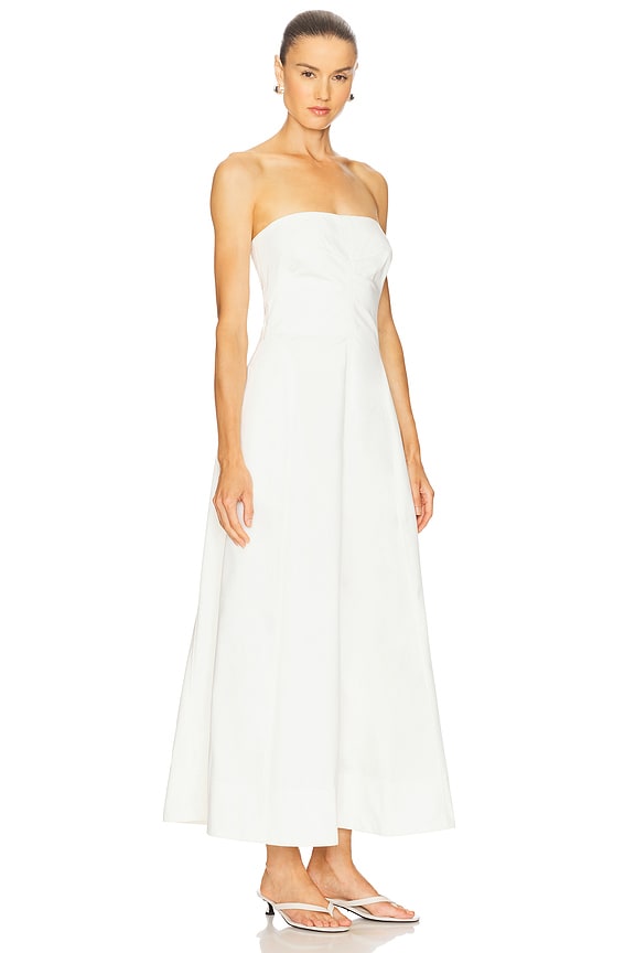 view 2 of 3 Sculpted Cotton Strapless Dress in Milk