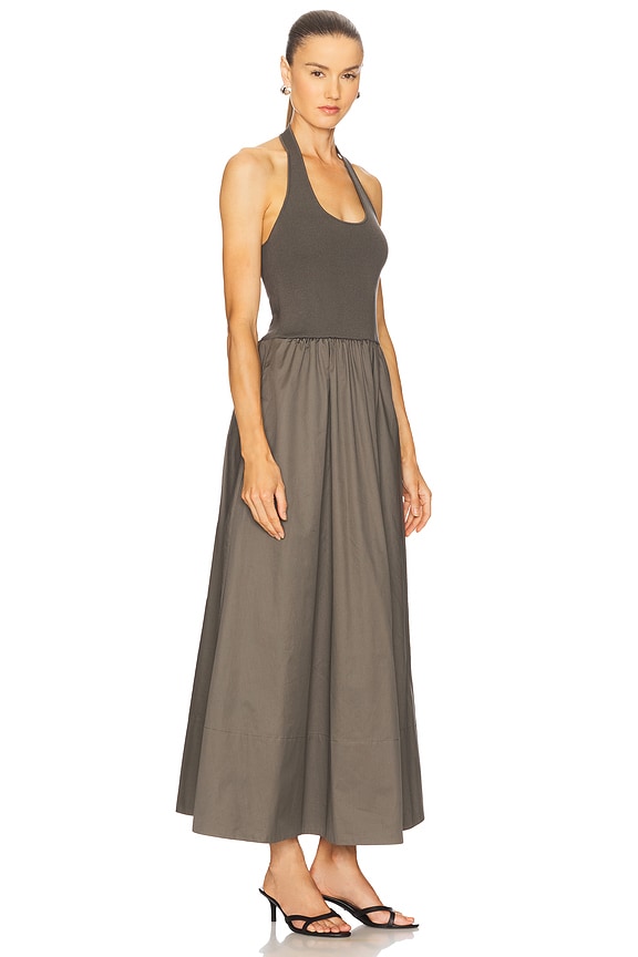 view 2 of 3 Halter Gathered Dress in Khaki