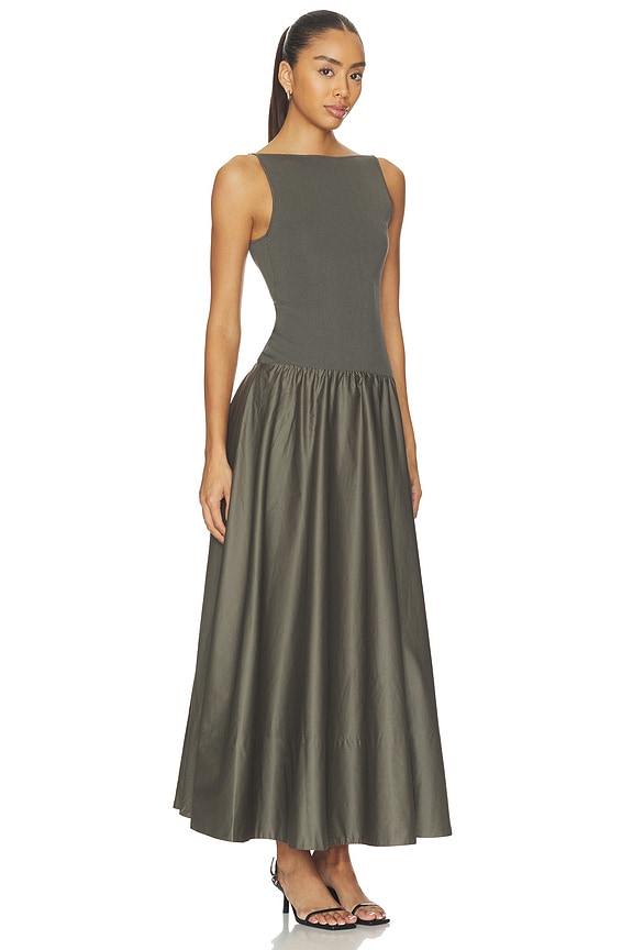 view 2 of 3 Backless Circle Hem Dress in Khaki
