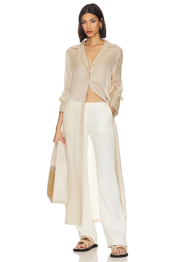 view 1 of 4 Sheer Shirt Dress in Birch