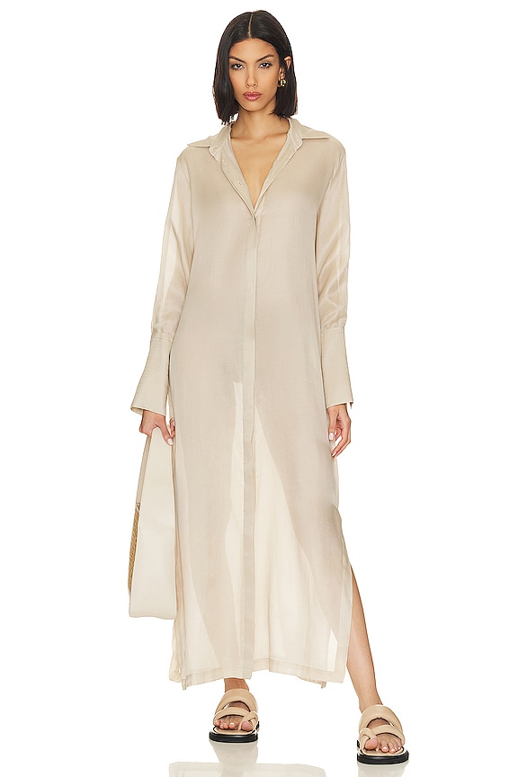 view 2 of 4 Sheer Shirt Dress in Birch