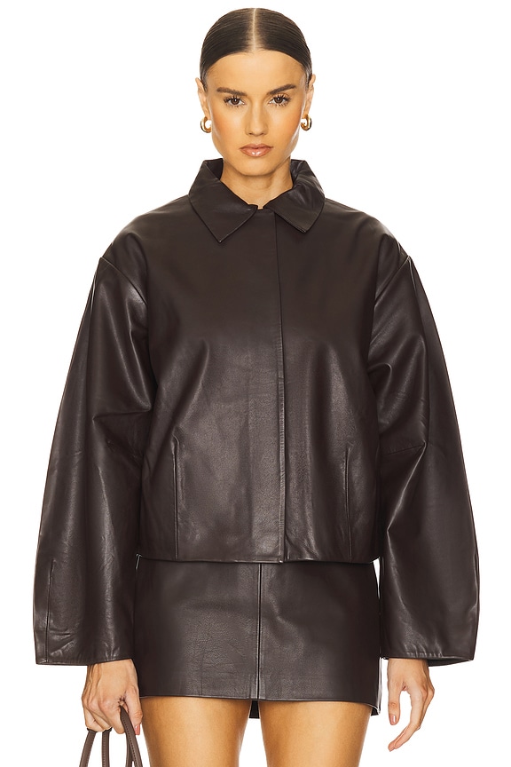 view 2 of 5 Cocoon Leather Jacket in Chocolate
