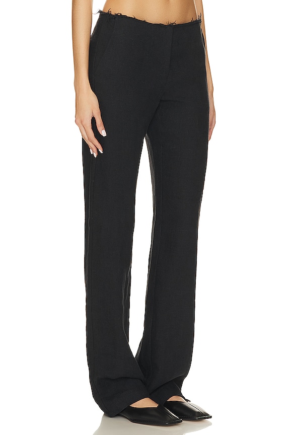 view 2 of 4 БРЮКИ С НИЗКОЙ ТАЛИЕЙ И РВАНЫМ КРАЕМ in Black