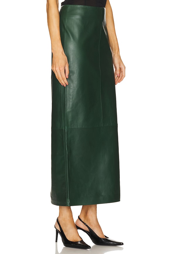 view 2 of 6 Leather Column Skirt in Deep Green