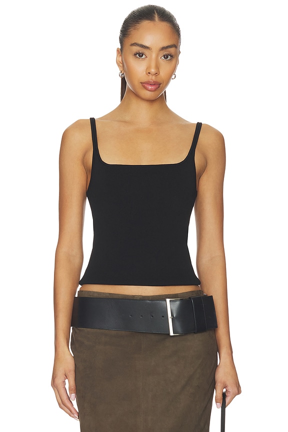view 1 of 4 Slim Square Neck Knit Top in Black