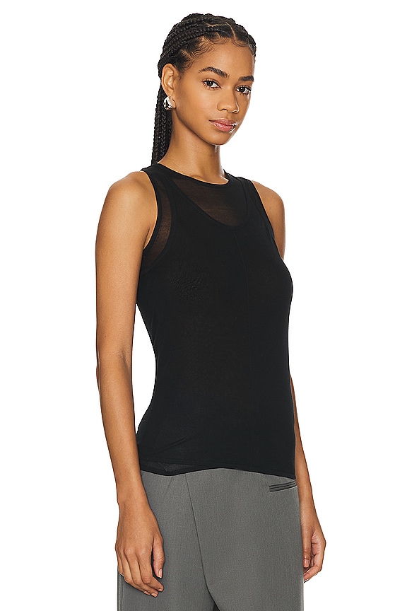 view 2 of 4 DOUBLE LAYER 탱크탑 in Black