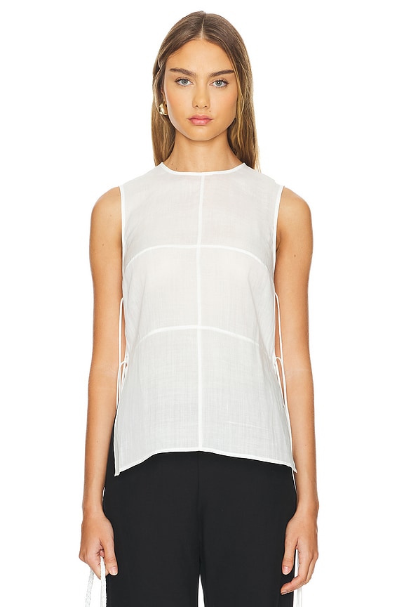 view 2 of 5 Semi Sheer Patchwork Top in Salt