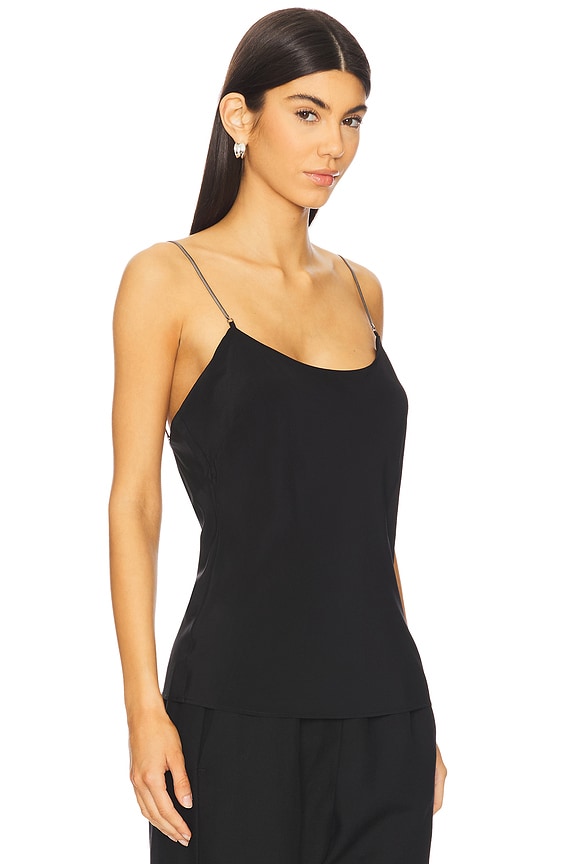 view 2 of 5 Fine Chain Silk Cami Top in Black