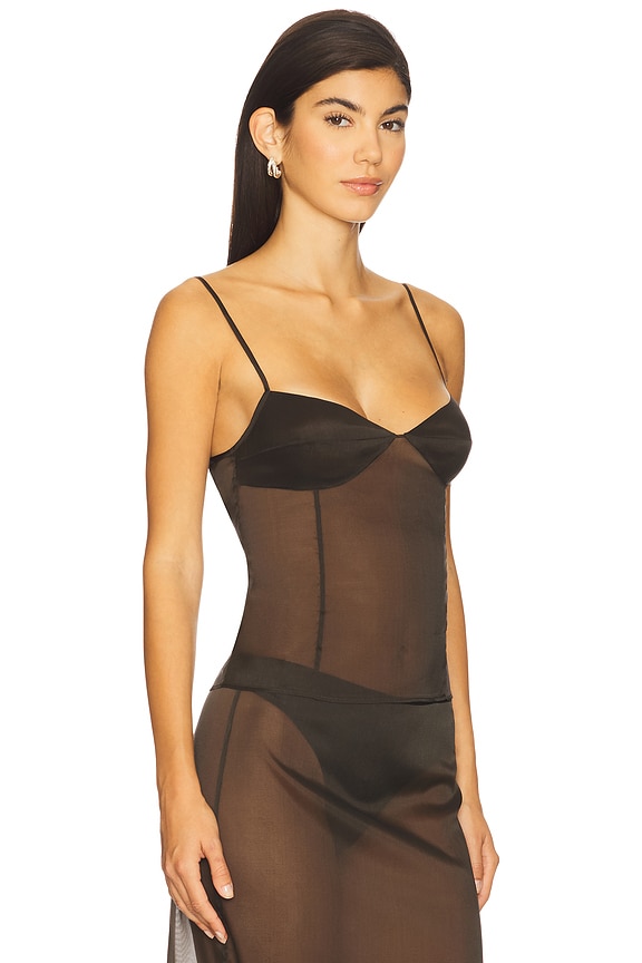 view 2 of 4 Transparent Silk Cami Top in Black Olive