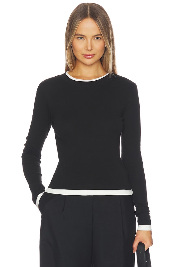 view 1 of 4 Organic Cotton Layered Long Sleeve Top in Jet Black