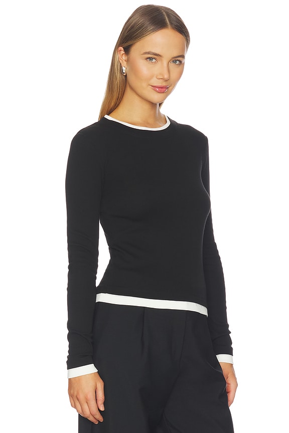 view 2 of 4 Organic Cotton Layered Long Sleeve Top in Jet Black