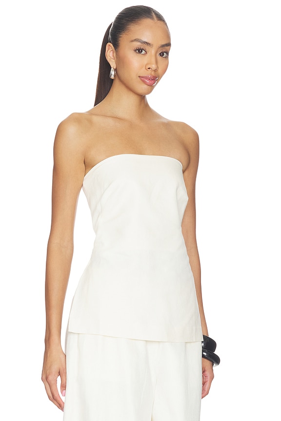 view 2 of 4 Strapless Rouleau Tie Top in Ivory