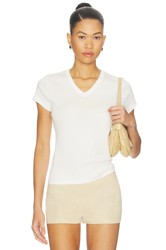 view 1 of 4 Organic Cotton V Neck Tee in White