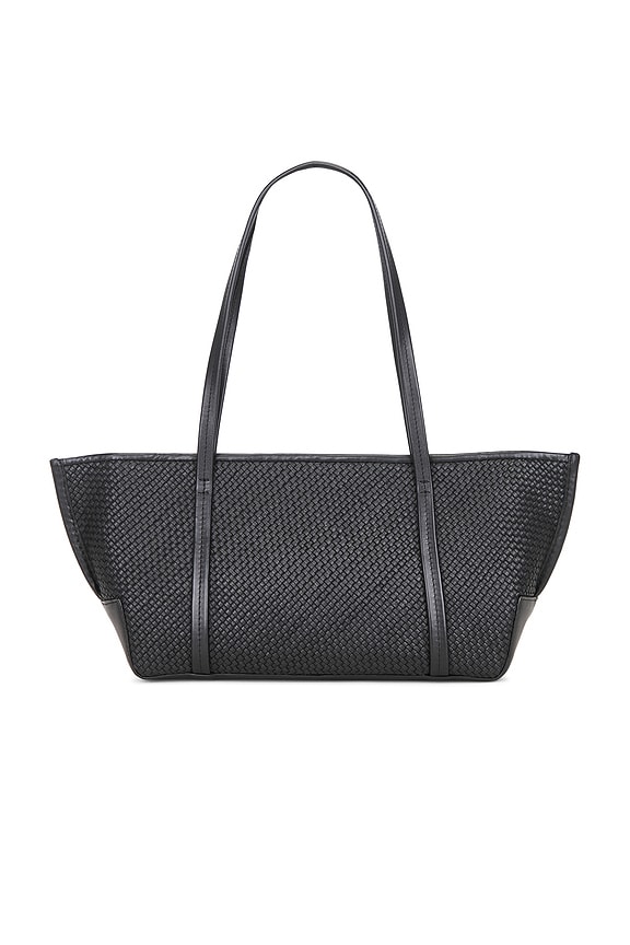 view 2 of 6 Woven Slim Bateau Tote in Black