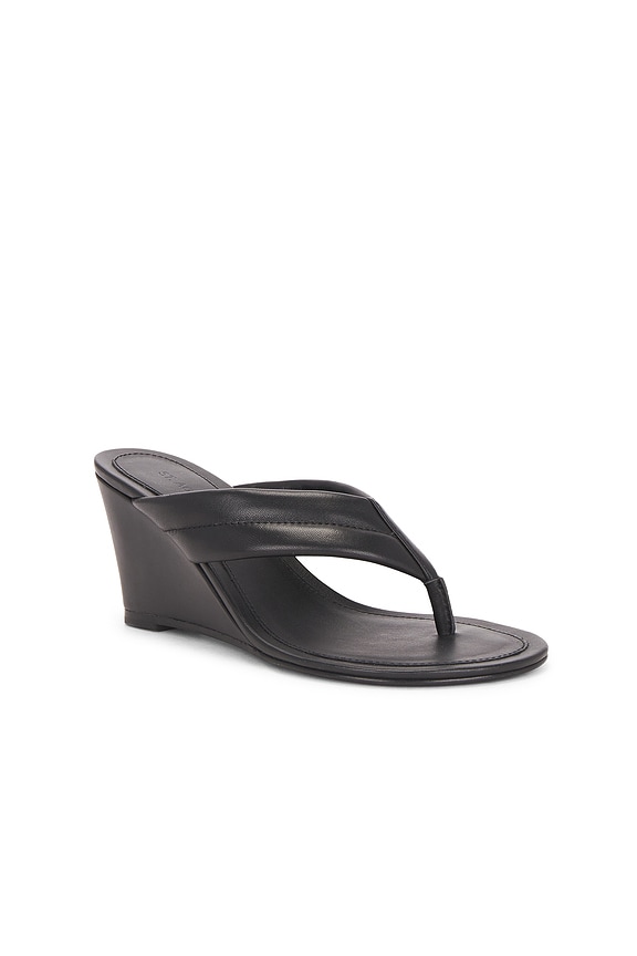 view 2 of 5 SANDALES STITCH DETAIL THONG WEDGE in Black