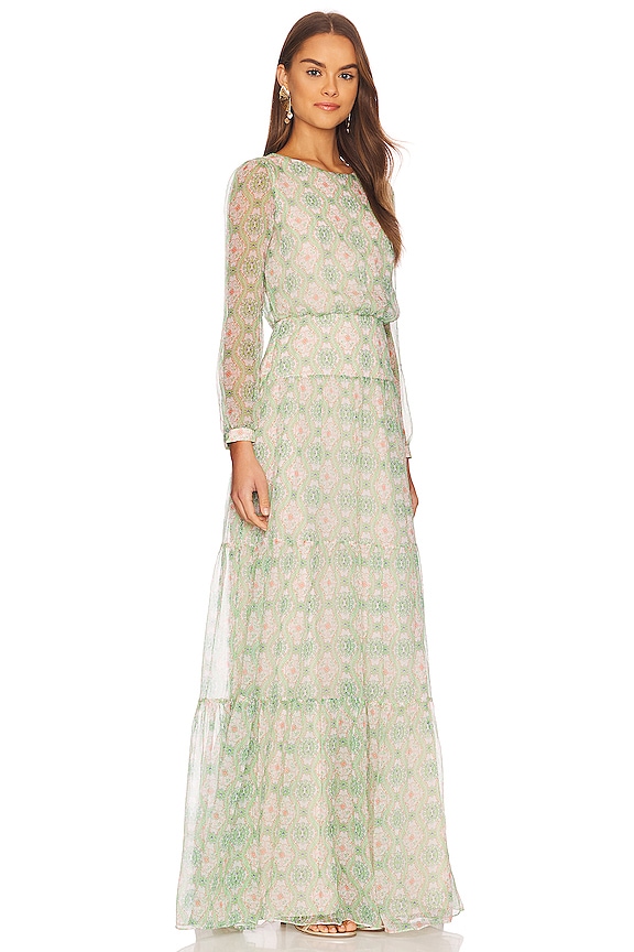 view 2 of 3 Isabel Long Dress in Apple Delphiniums