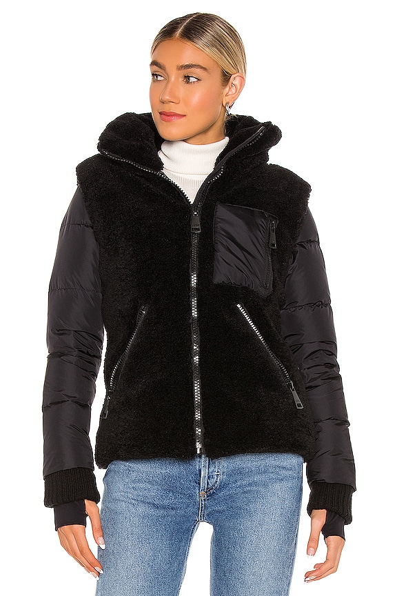 view 2 of 5 Wylie Down Filled Fur Jacket in Black & Black