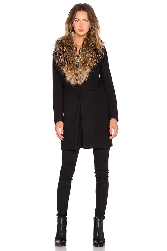 view 2 of 5 Crosby Asiatic Raccoon Fur Coat in Black & Natural