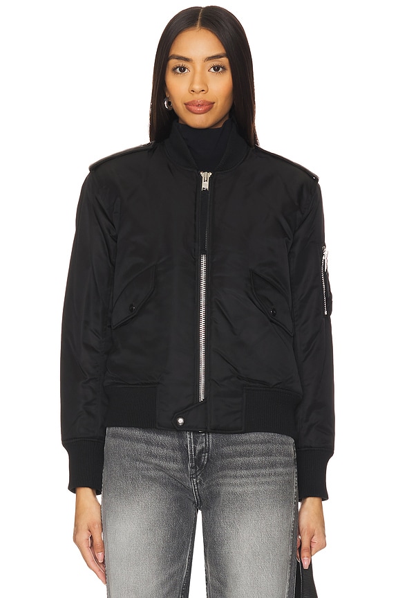 view 2 of 6 Carly Shearling Trimmed Flight Bomber in Black