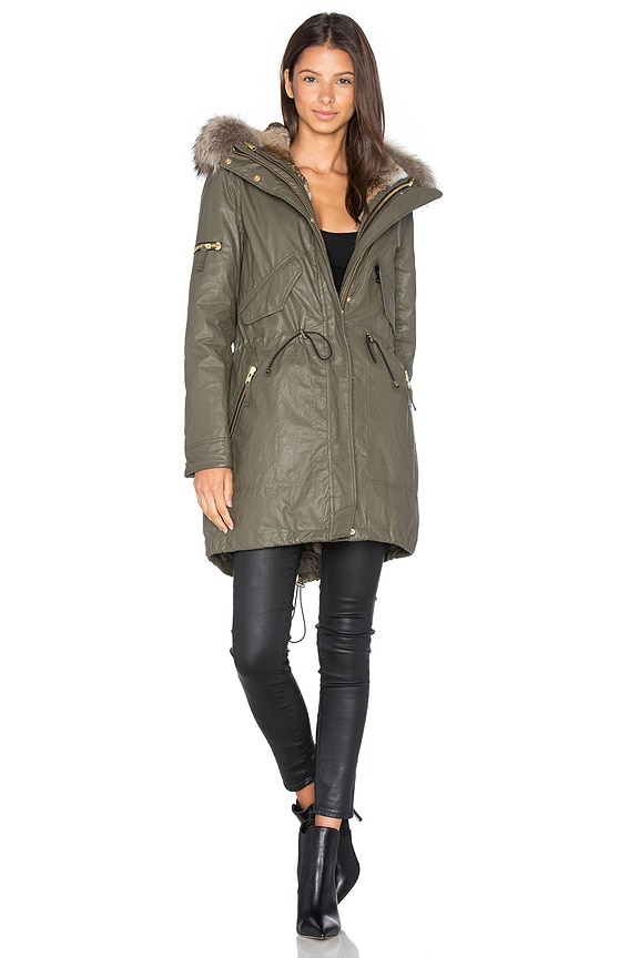 view 2 of 4 Tribeca Parka with Rabbit and Asiatic Raccoon Fur in Army