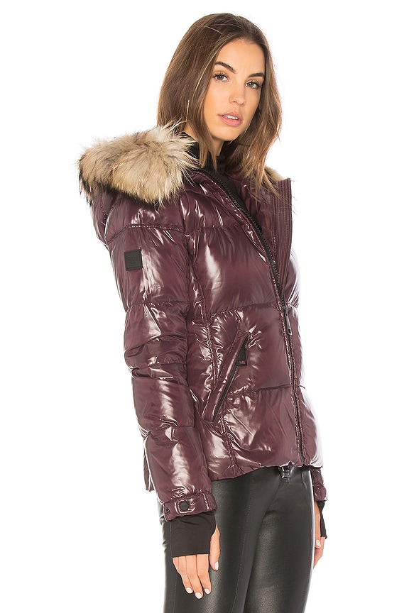 view 2 of 4 Blake Puffer Jacket with Raccoon Fur in Bordeaux