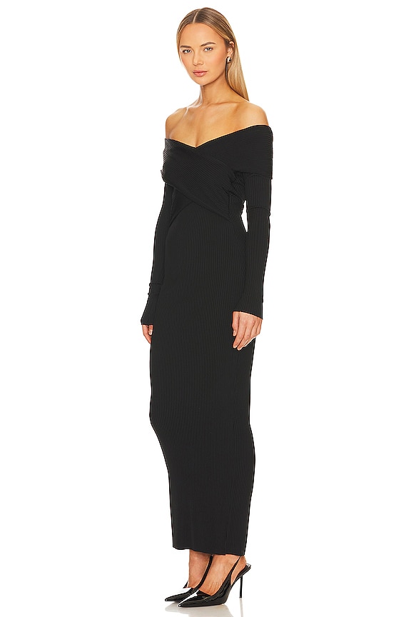 view 2 of 3 Boa Wrapped Rib Dress in Black