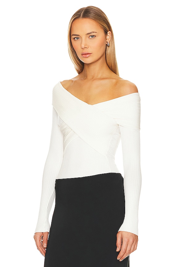 view 2 of 4 Boa Wrapped Rib Top in Ivory