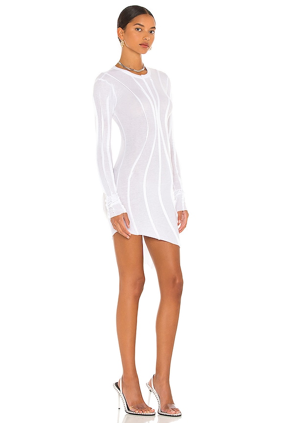 view 2 of 3 Asymmetric Baby Rib Mini Dress in White
