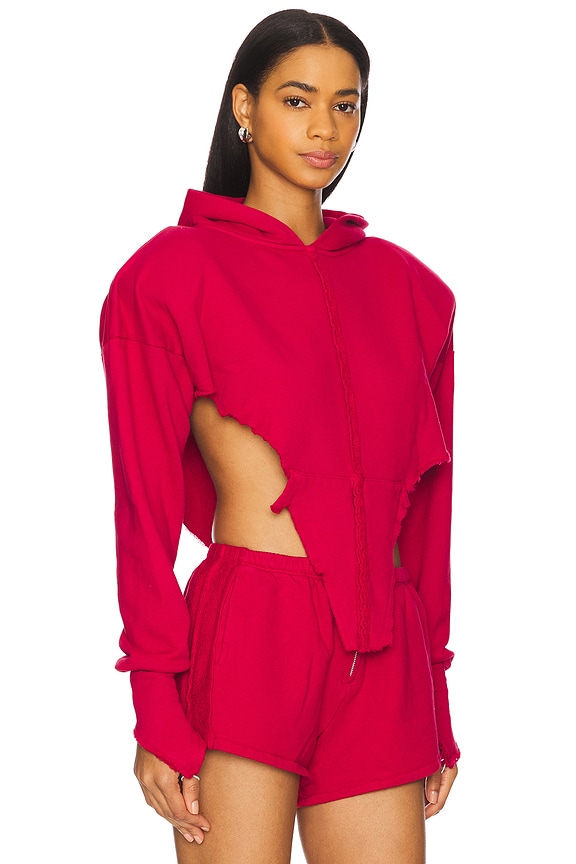 view 2 of 4 V Cut Hoodie in Radish Red