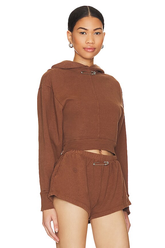 view 2 of 4 Mini Safety Pin Hoodie in Bark Terry