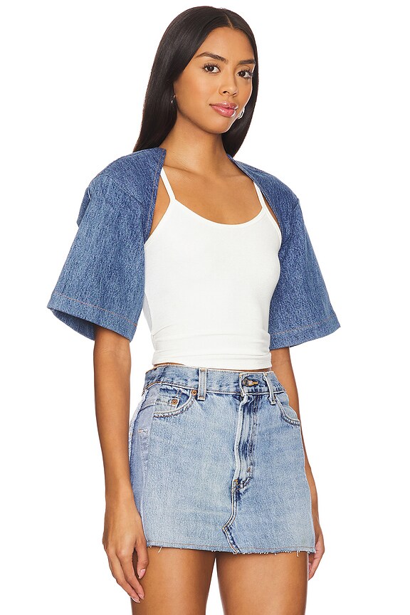 view 2 of 4 Short Sleeve Denim Bolero in Medium Blue