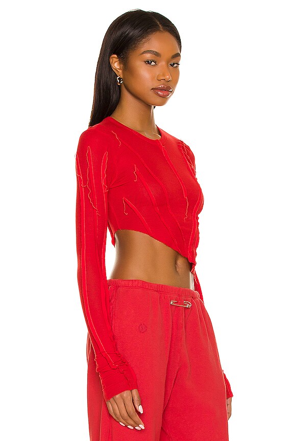 view 2 of 4 Asymmetric Long Sleeve Tee in Red