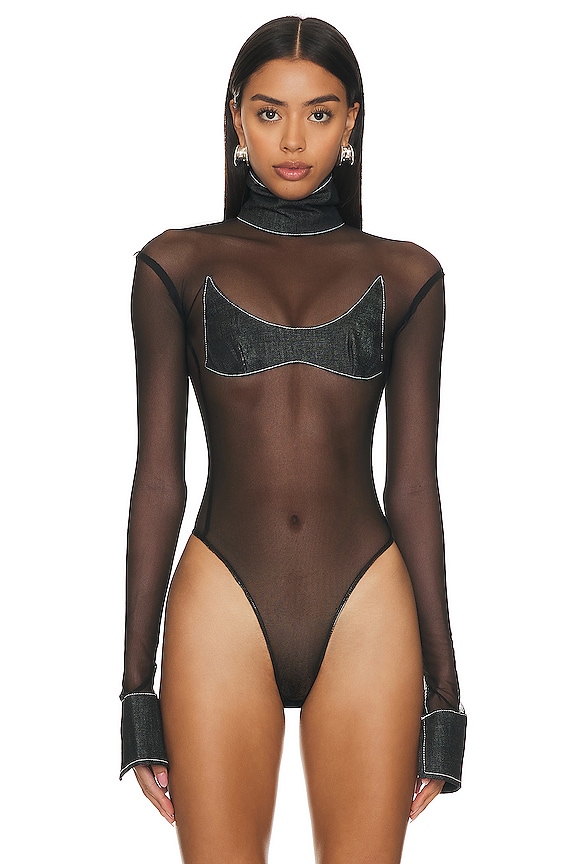 view 2 of 5 x REVOLVE Mesh Bodysuit in Denim