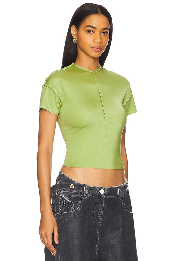 view 2 of 4 Open Seam Mini Tee in Lime