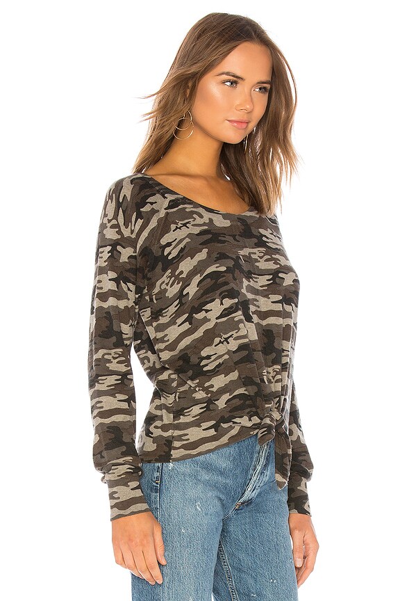 view 2 of 4 Laguna Tie Front Sweater in Human Nature Camo