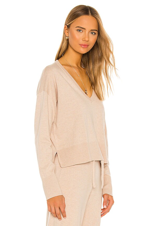 view 2 of 4 Essential V Neck Crop Sweater in Latte Heather