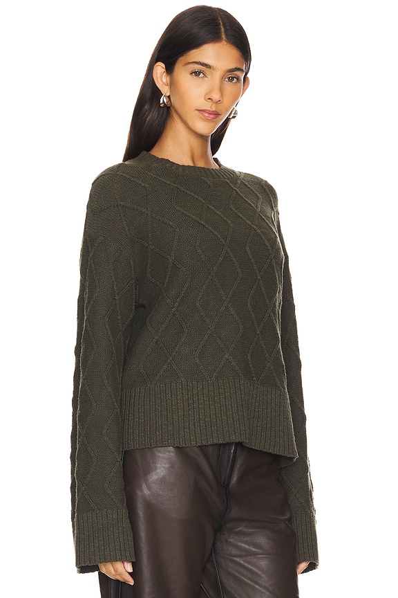 view 2 of 4 Coastal Cable Crewneck Sweater in Dark Olive
