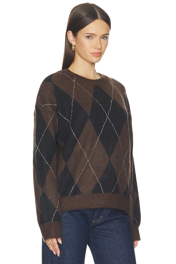 view 2 of 4 Argyle Crew Pullover in Espresso Argyle