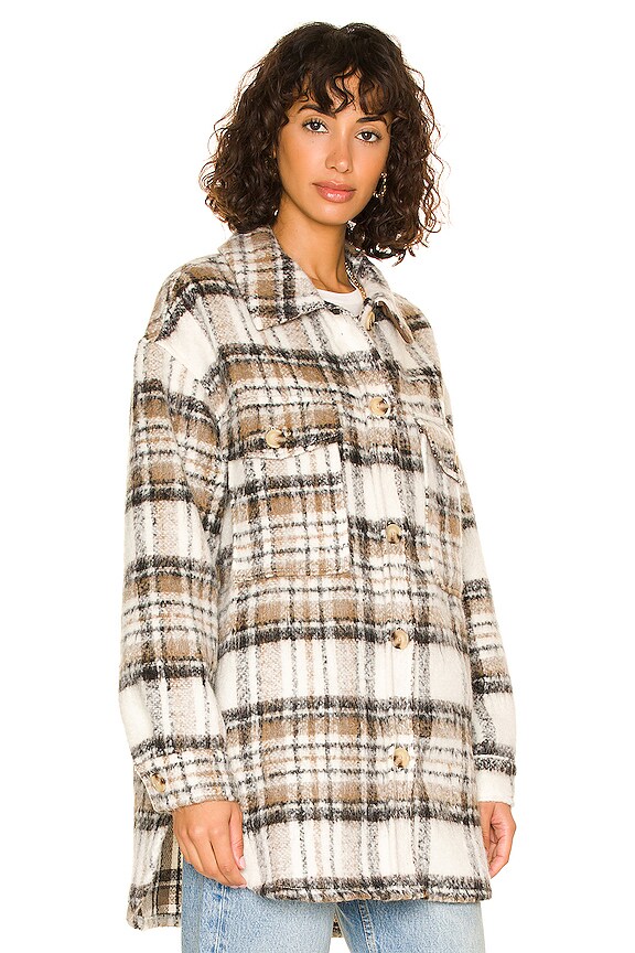 view 2 of 4 Midi Shacket in Truffle Plaid