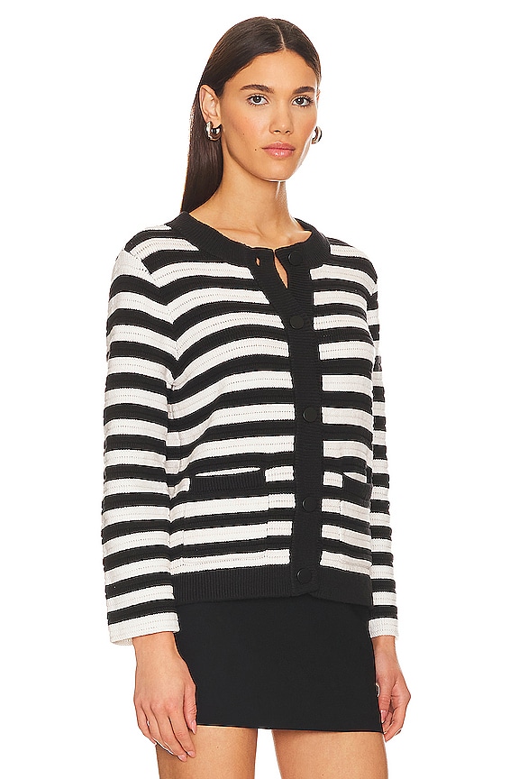 view 2 of 4 VESTE EN MAILLE in Chalk & Black Stripe