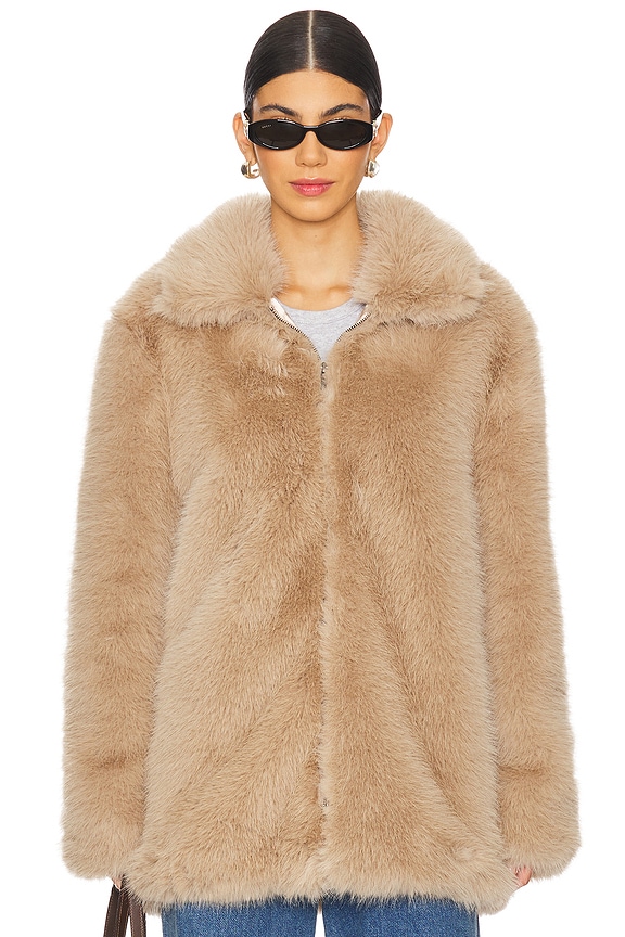 view 2 of 5 CARMEN FAUX FUR 코트 in Chocolate Sundae