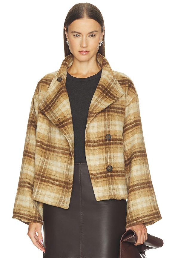 view 2 of 5 Avery Asymmetrical Jacket in Dark Bone Plaid