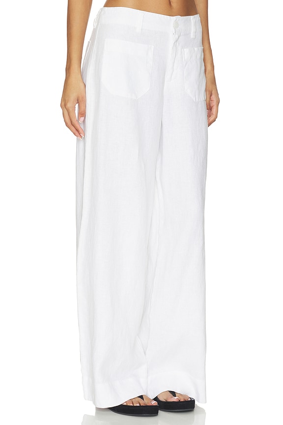 view 2 of 6 The Linen Marine Wide Leg Pant in White