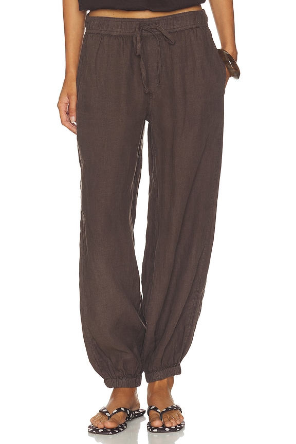 view 1 of 6 Melody Micro Linen Balloon Pant in Rich Soil