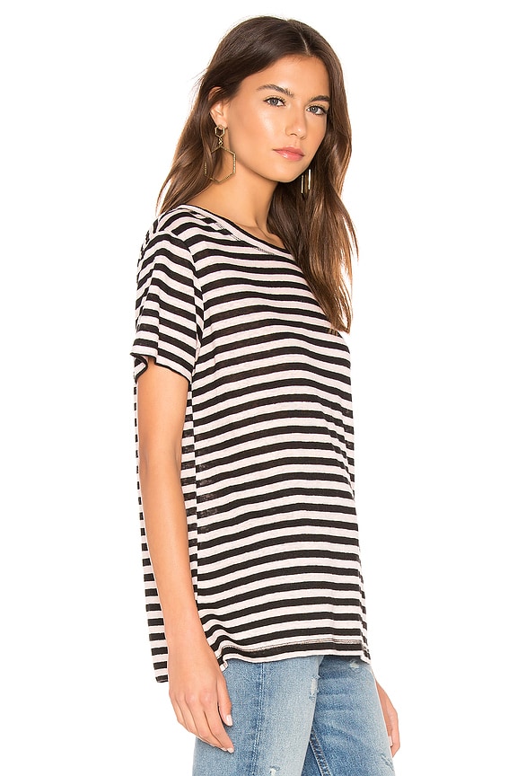 view 2 of 4 Sutter Stripe Linen Tee in Dark Pink Fizz & Black Stripe