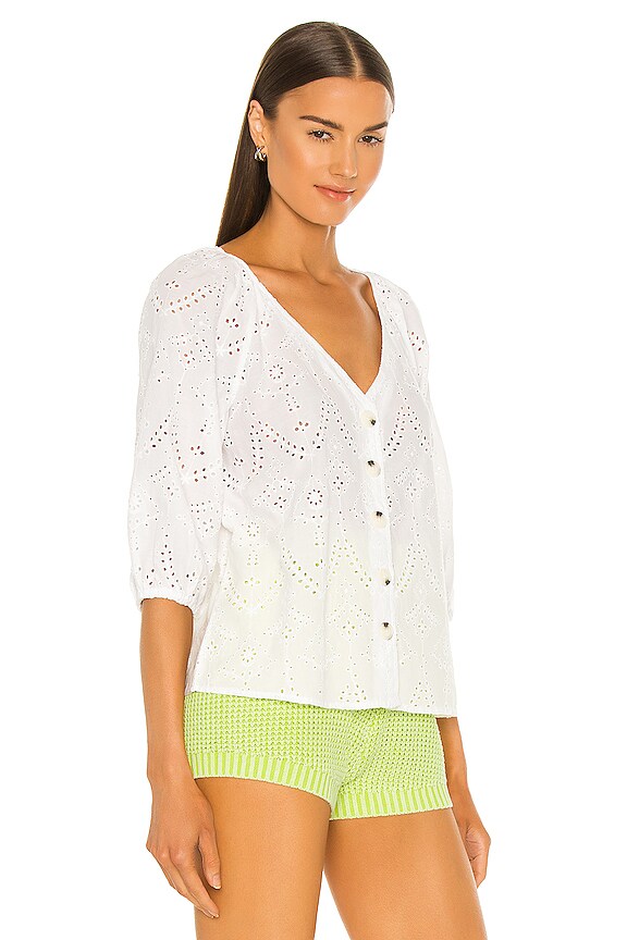 view 2 of 4 Modern Button Front Top in White